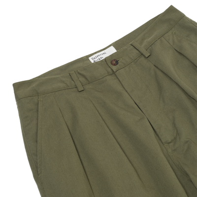 Double Pleat Pant Twill Light Olive